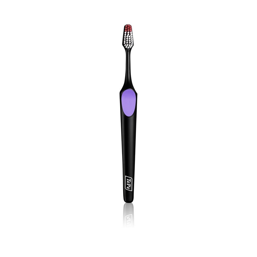 Nova Extra Soft White Bristle Toothbrush - Black & Purple