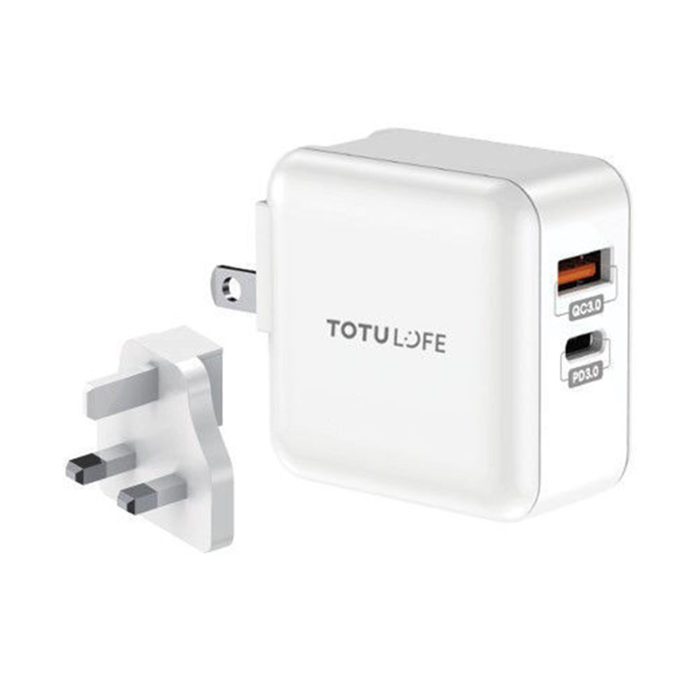 Bright Series Uk Wall Charger Pd 18W + Qc 3.0 - White   