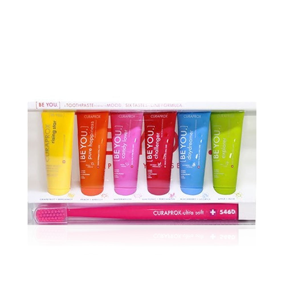 Be You Toothpaste Mixed Set of 6 X 10 ml And Toothbrush - Pink