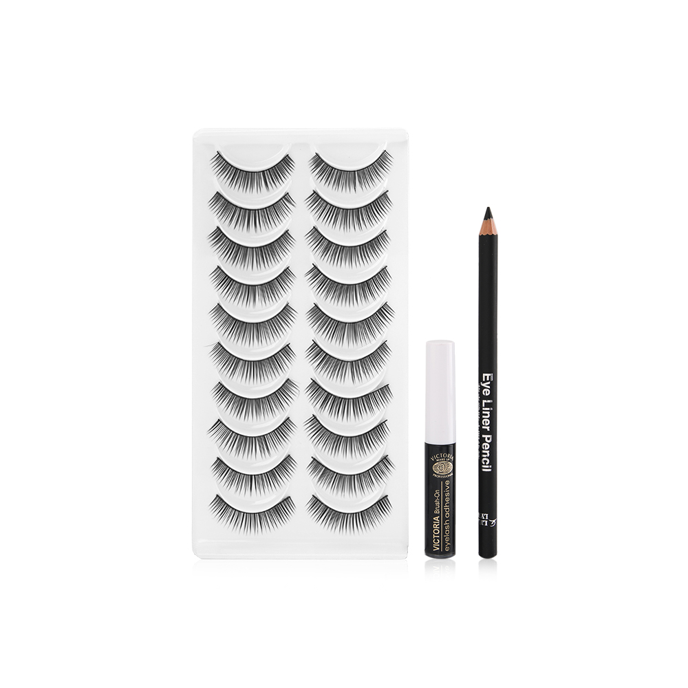 10 Pair Eyelash With Glue And Eye Pencil - N 066