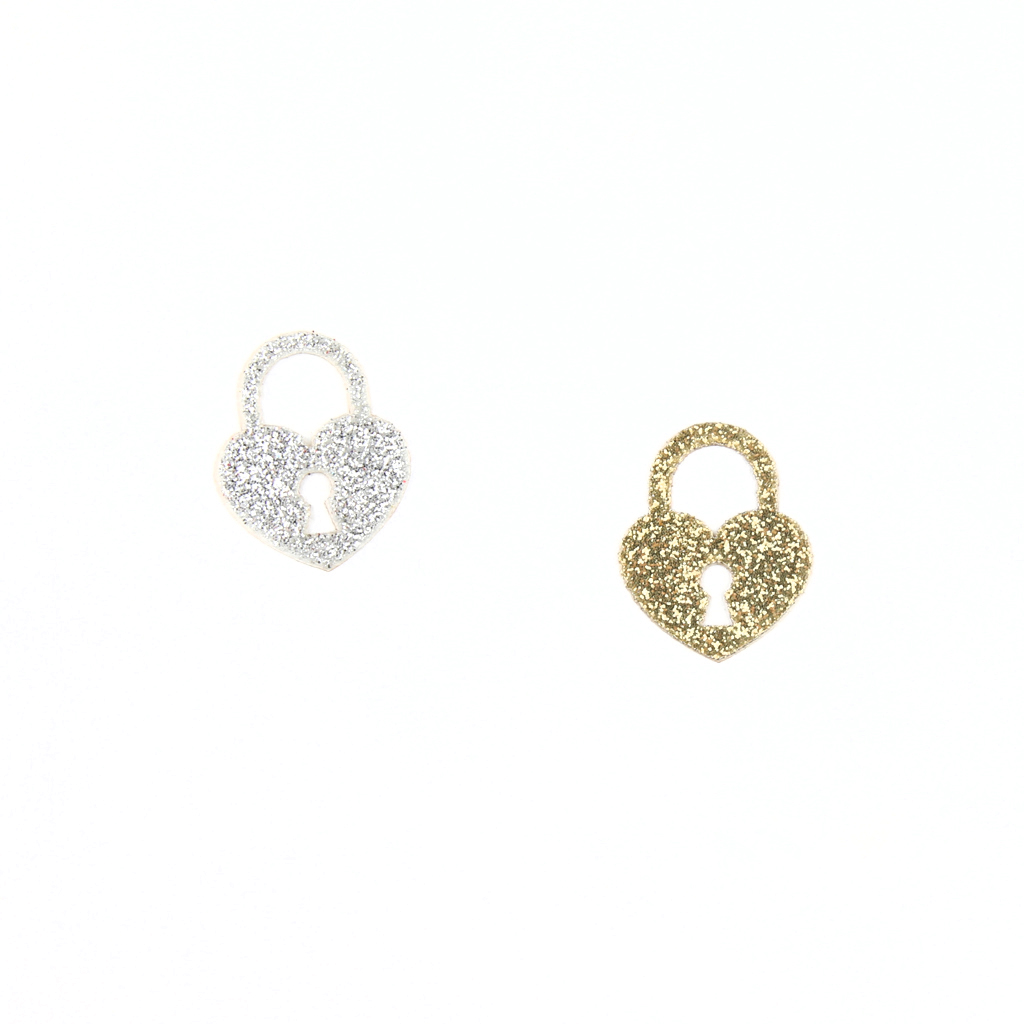 2 Heart Lock Sticker - Silver & Gold 