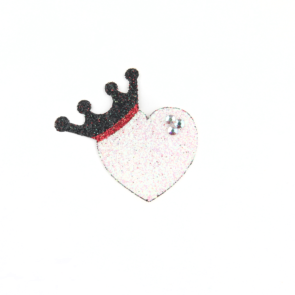 White Heart With Red & Black Crown Sticker