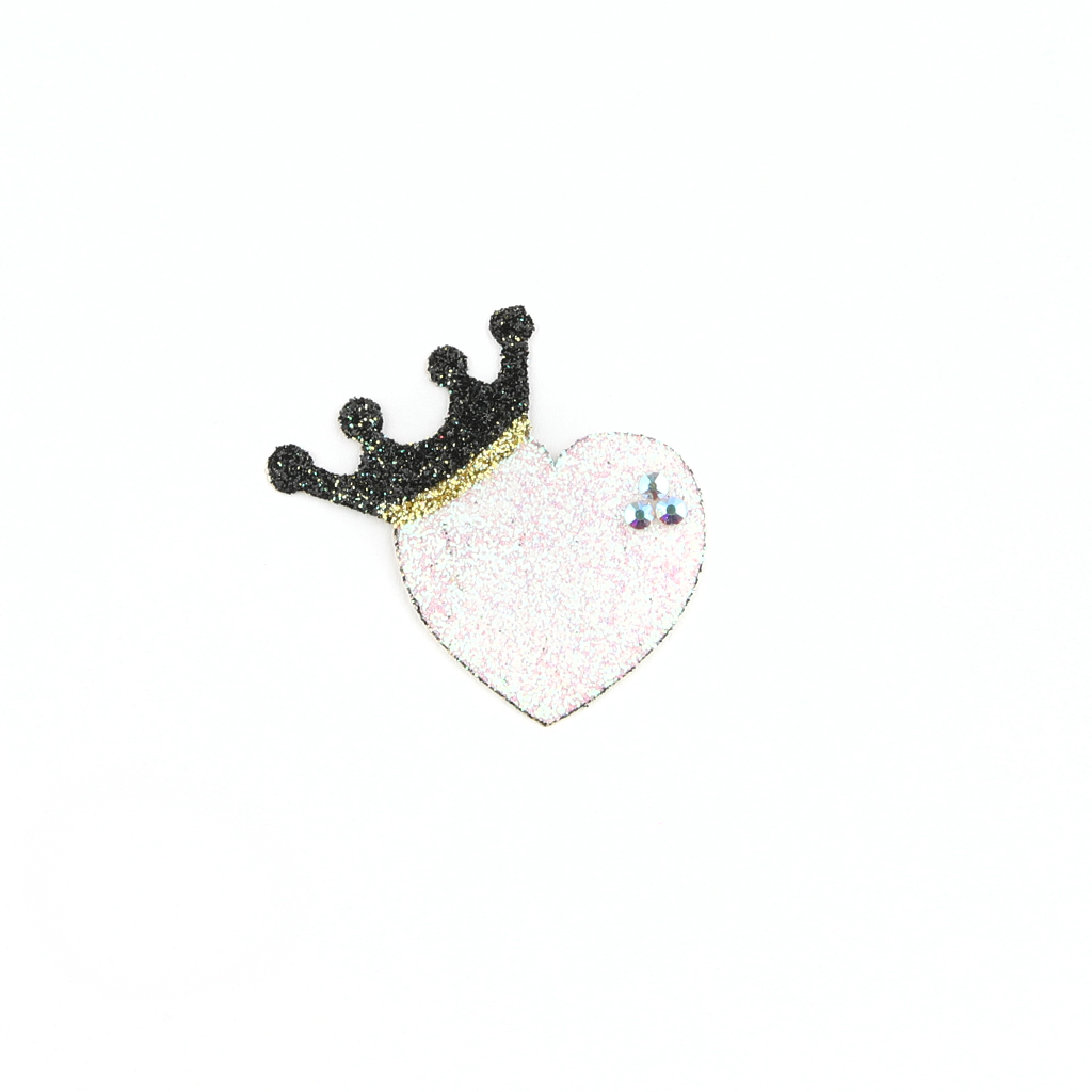 White Heart With Gold & Black Crown Sticker