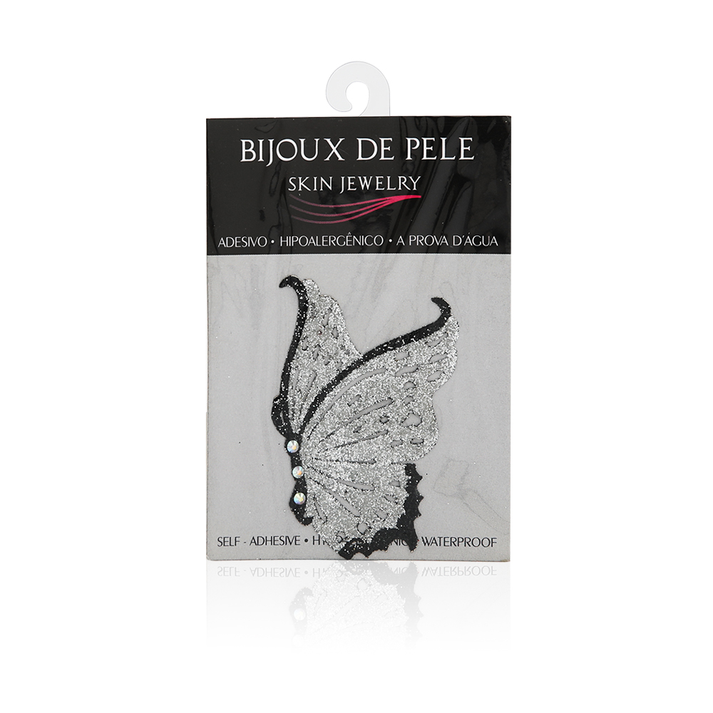 Butterfly Sticker - Silver & Black