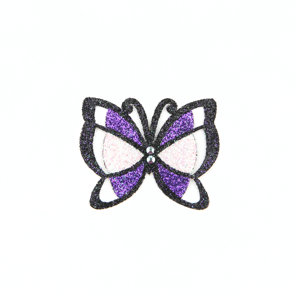 Butterfly Sticker - Purple & White With Black Borders
