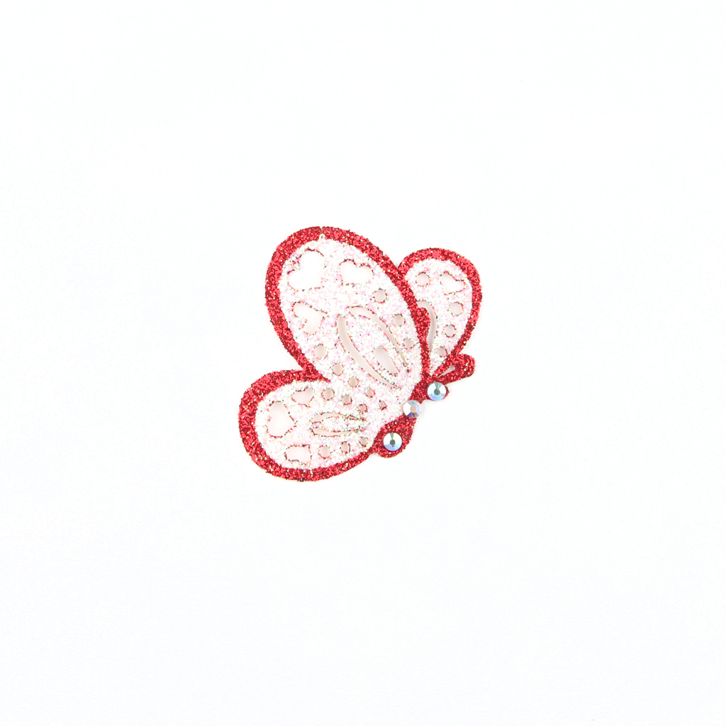 Shiny Butterfly Sticker - Red & Half White