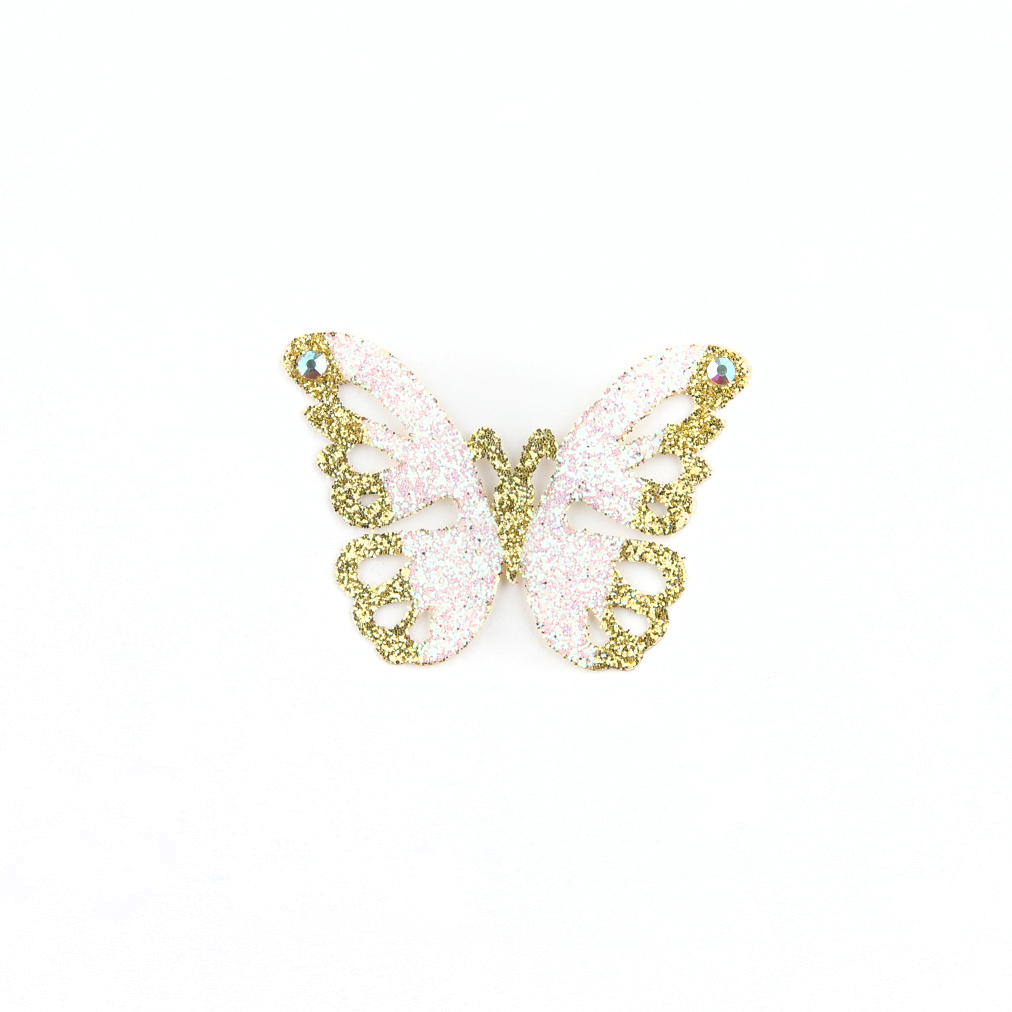 2 Butterfly Sticker - White With Golden Border