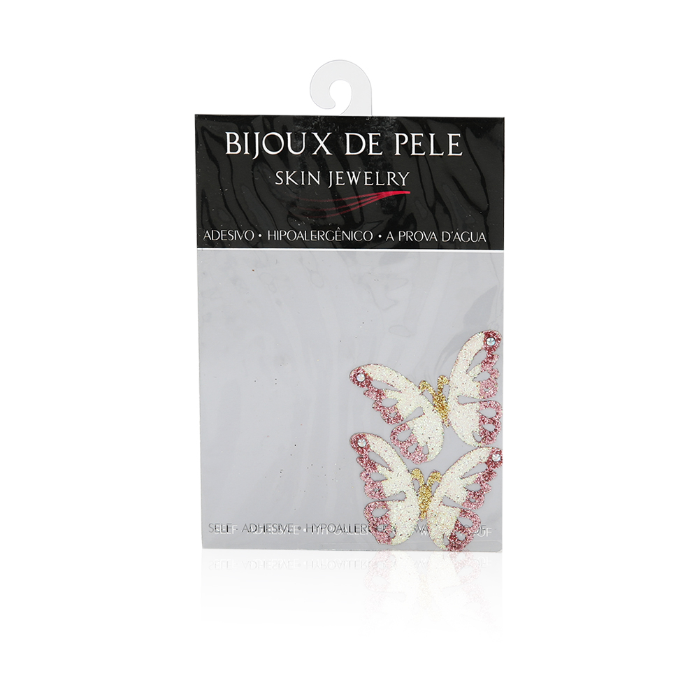 2 Butterfly Sticker - White & Pink
