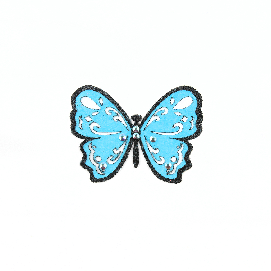 Butterfly Sticker - Light Blue With Black Border