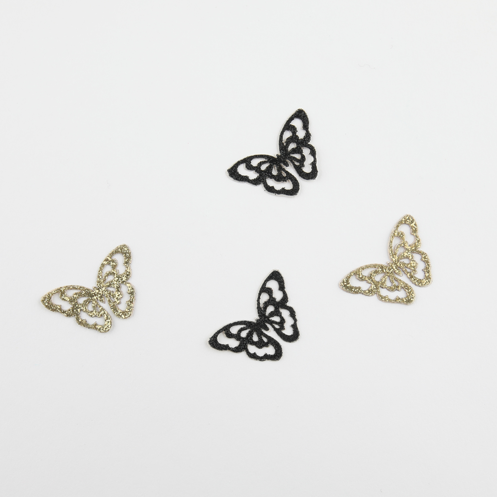 2 Butterfly Sticker - Gold & Black - Small