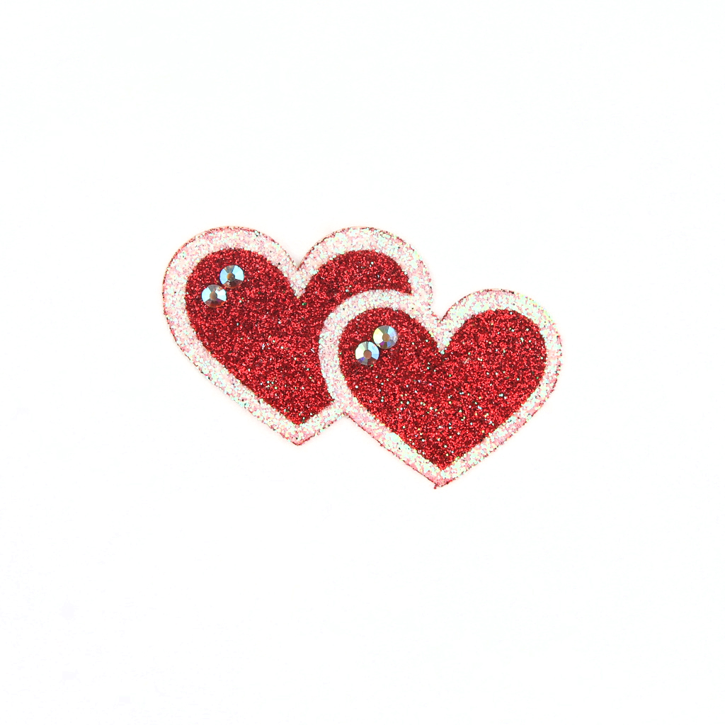 2 Love Hearts Sticker - Red & White