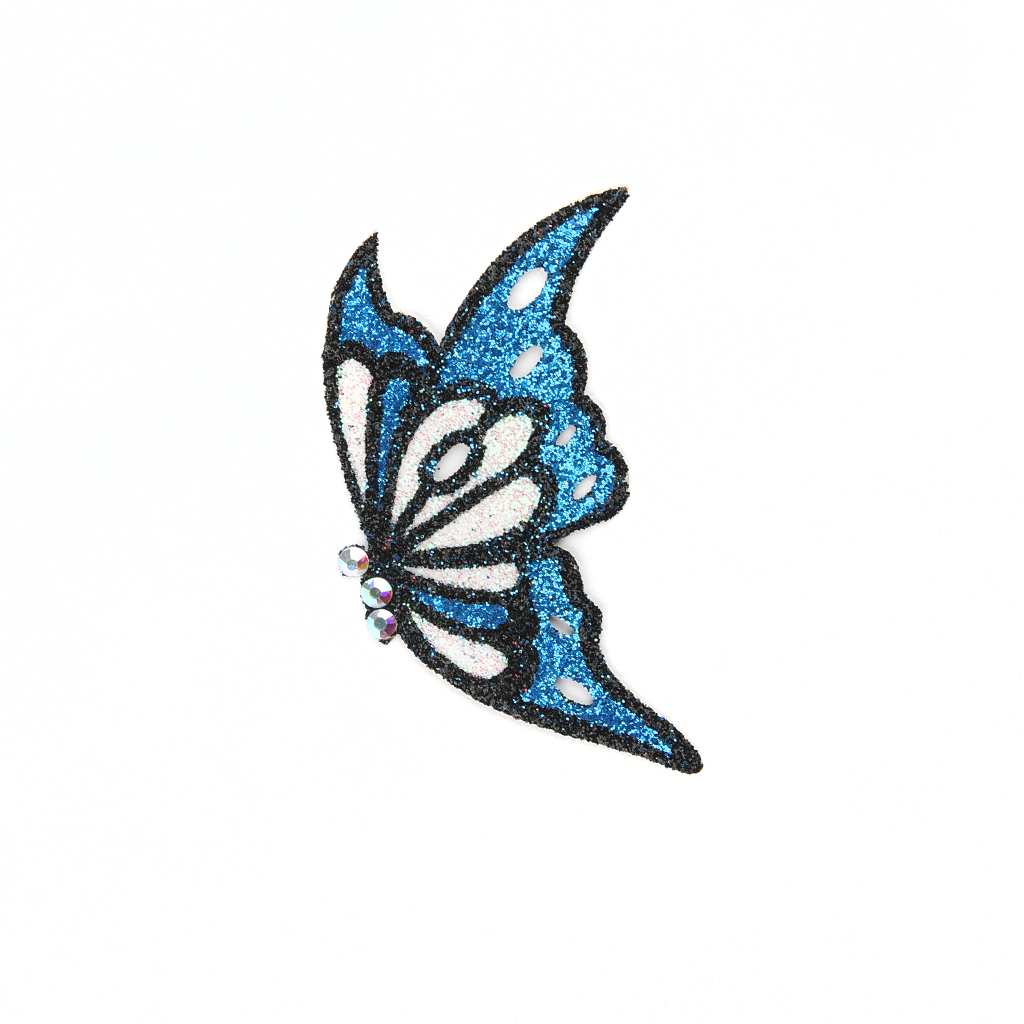 Butterfly Sticker - Blue & White With Black Border