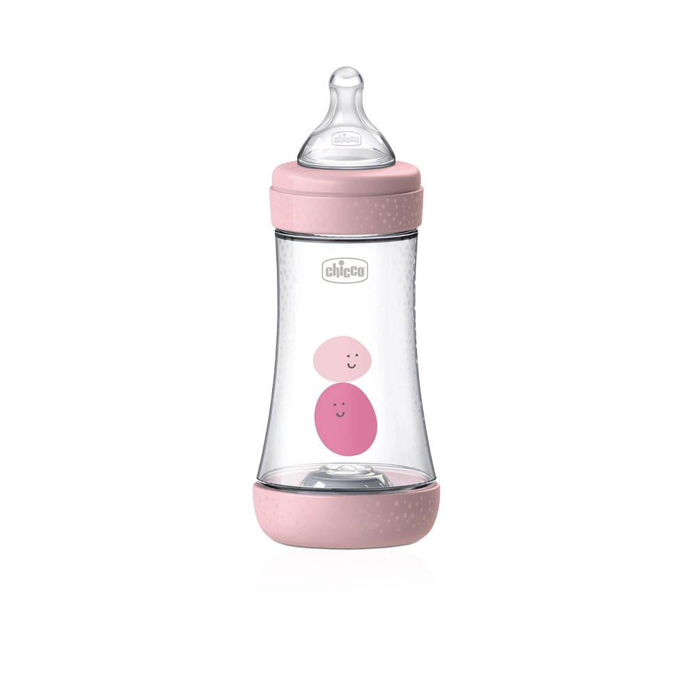 Perfect 5 Feeding Bottle For Girl With Silicone Teat - Medium Flow - 240 ml - Age 2Month+ 