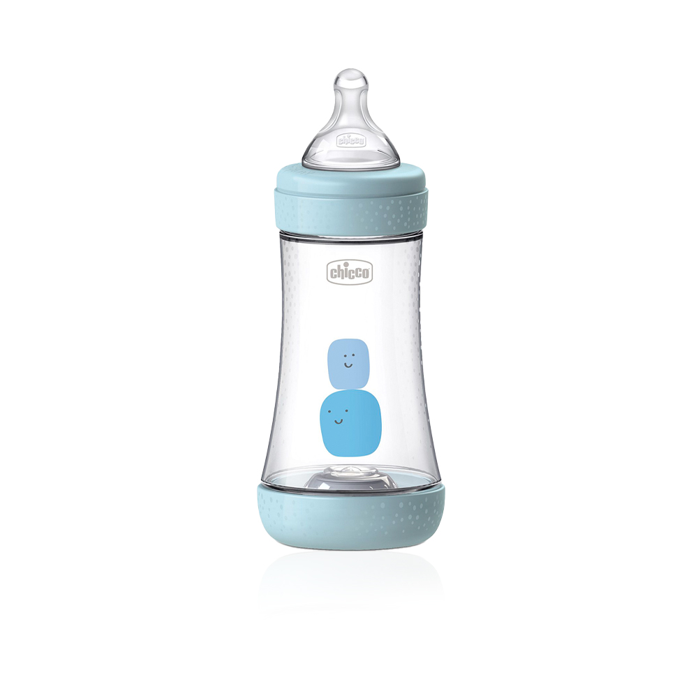 Perfect 5 Feeding Bottle For Boy With Silicone Teat - Medium Flow - 240 ml - Age 2Month+ 