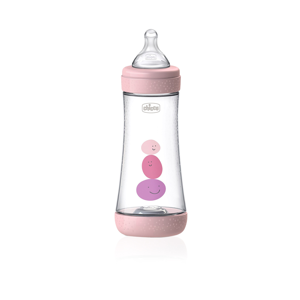 Perfect 5 Feeding Bottle For Girl With Silicone Teat - Fast Flow - 330 ml - Age 4Month+