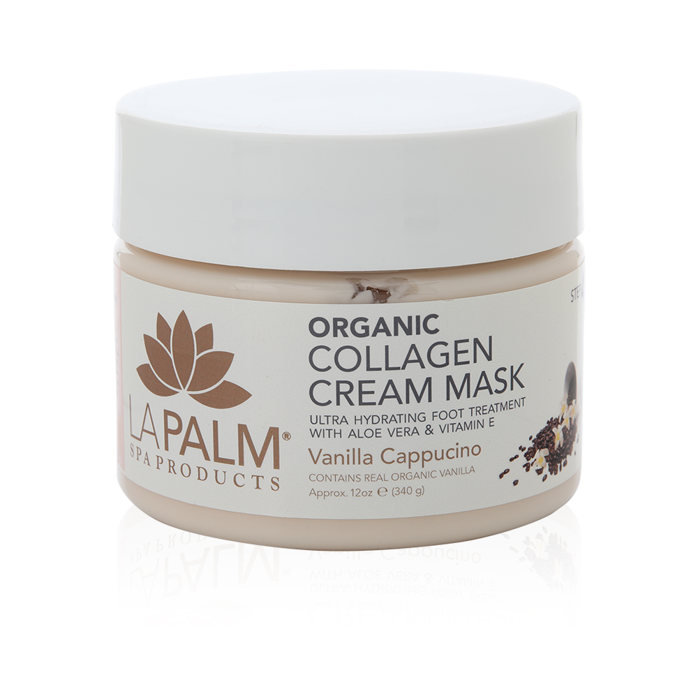 Organic Collagen Cream Foot Mask - Vanilla Cappuccino - 12 Oz    