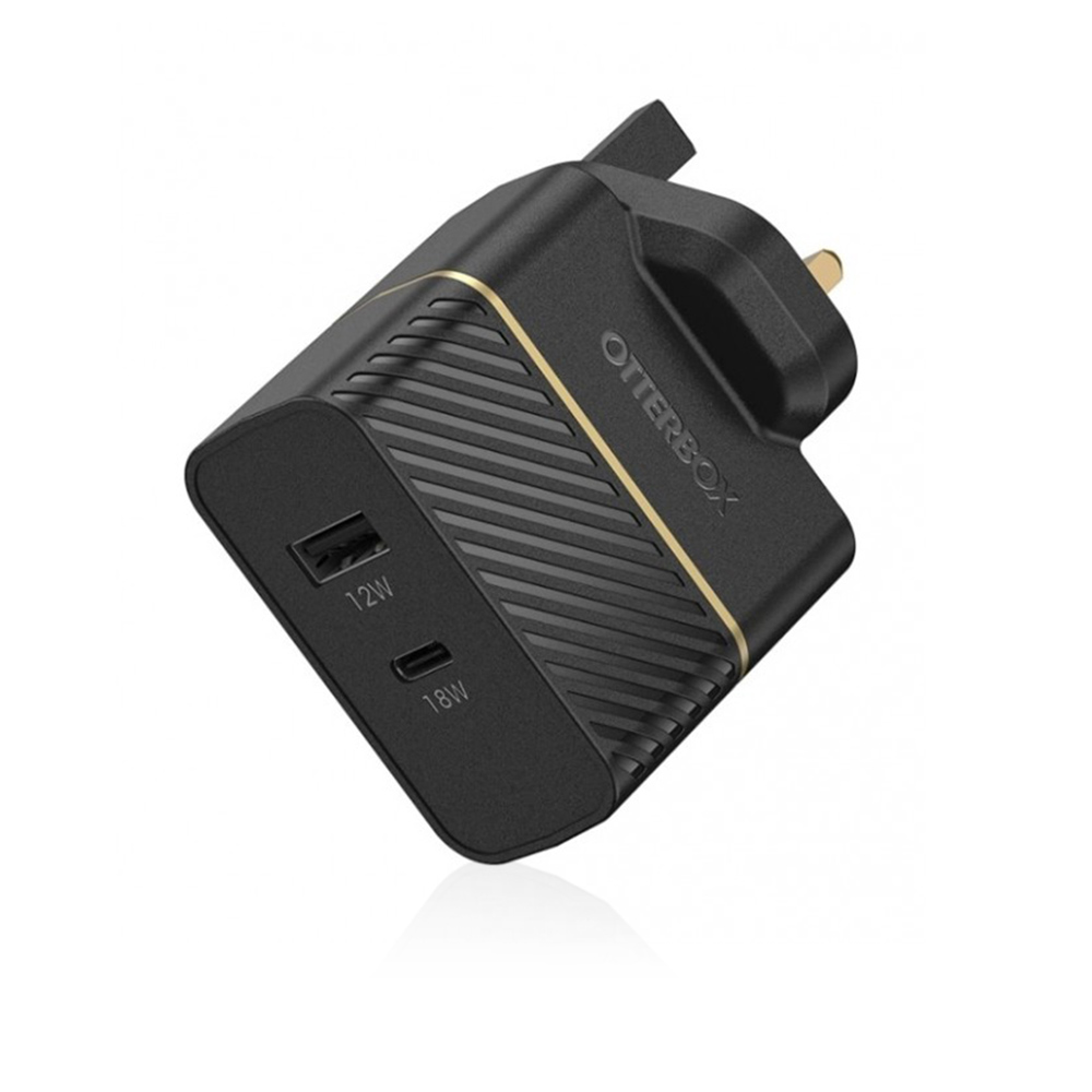 UK Wall Charger 30W With Two Ports USB-PD - Black