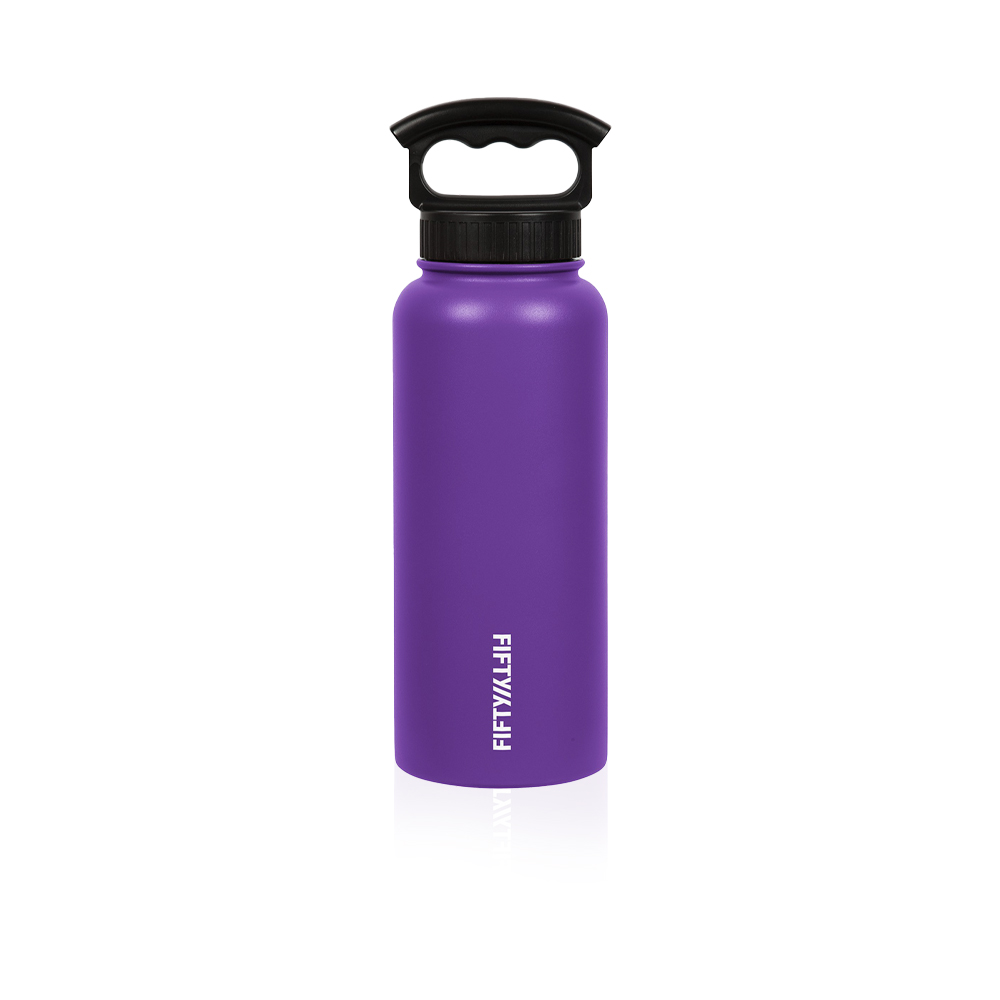 Bottle With Wide Mouth 3 Finger Lid - Purple - 34oz 
