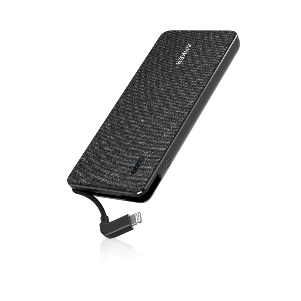 Powercore+ Metro 10000 With Built-in Lightning Cable - Black Fabric