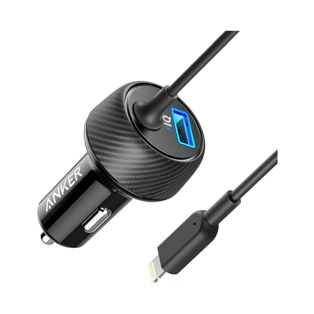 Powerdrive 2 Elite Car Charger With Lightning Cable - Black