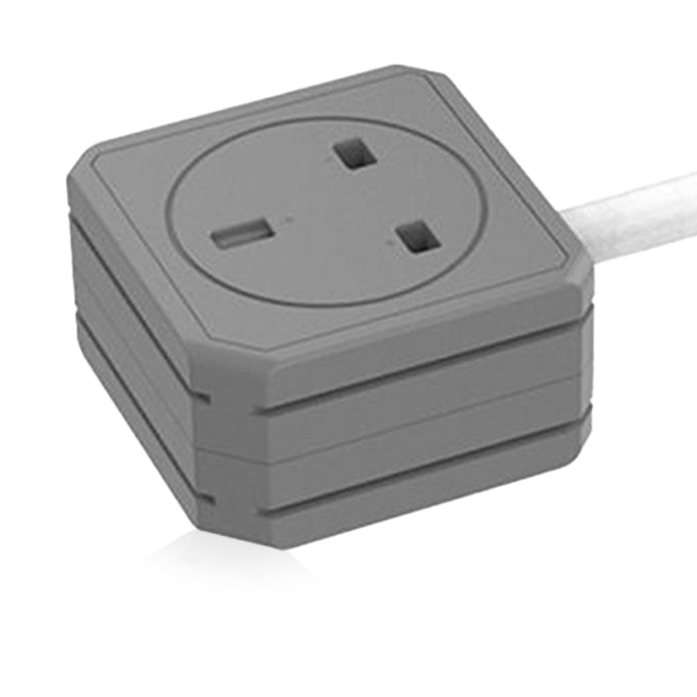Power Extension Duo 5M 2X Plug Cable UK - Gray