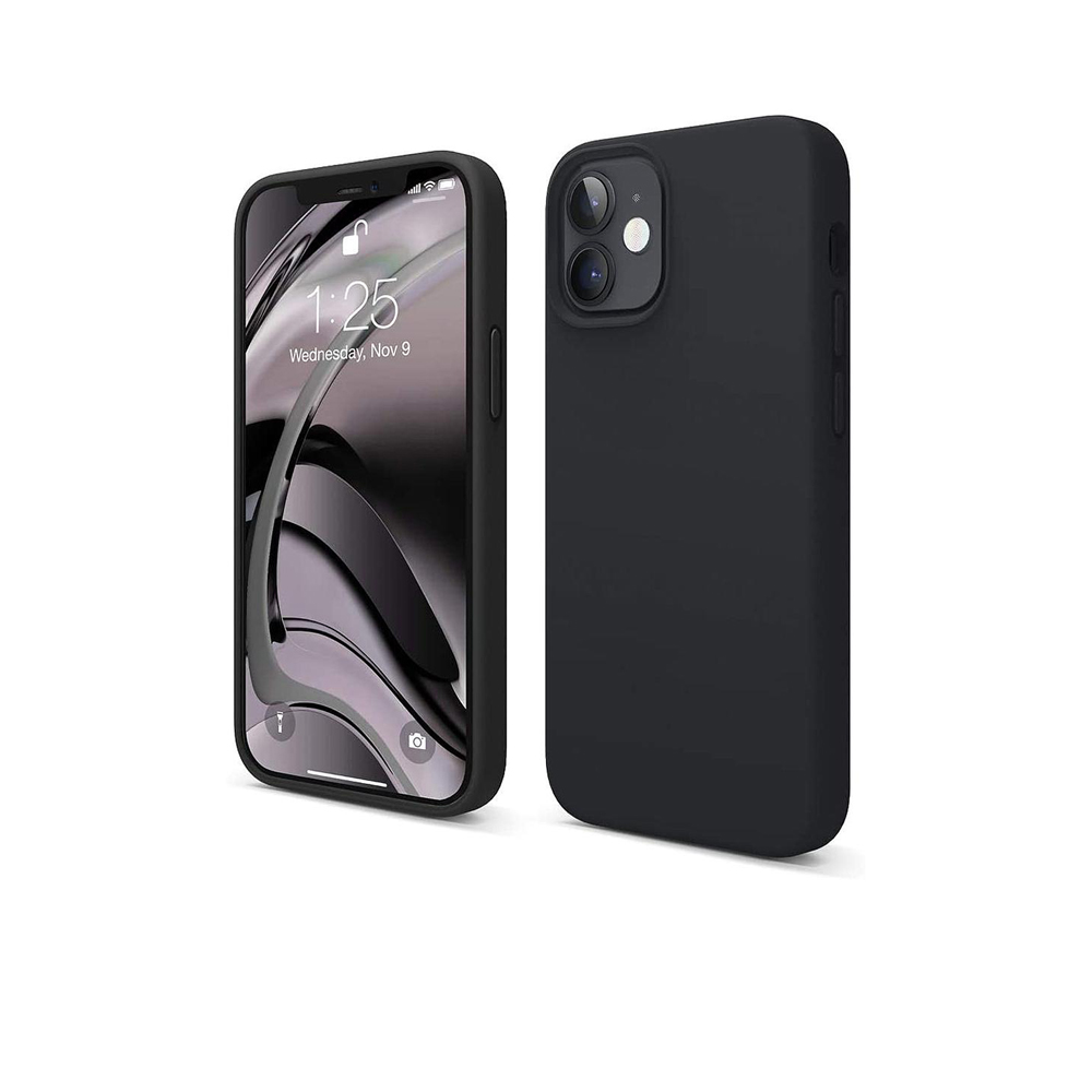 Liquid Silicone Case For iPhone 12 Mini - Black   