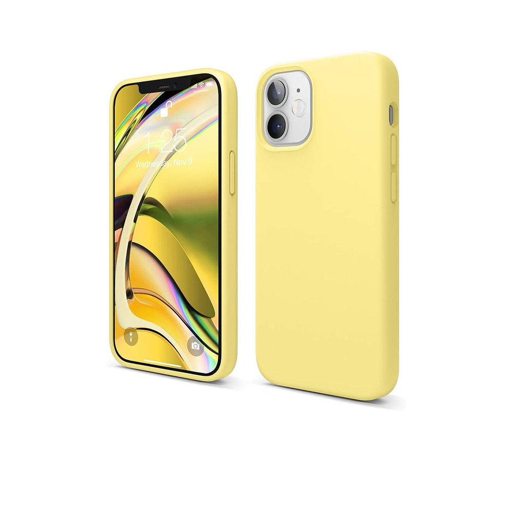 Liquid Silicone Case For iPhone 12 Mini - Yellow