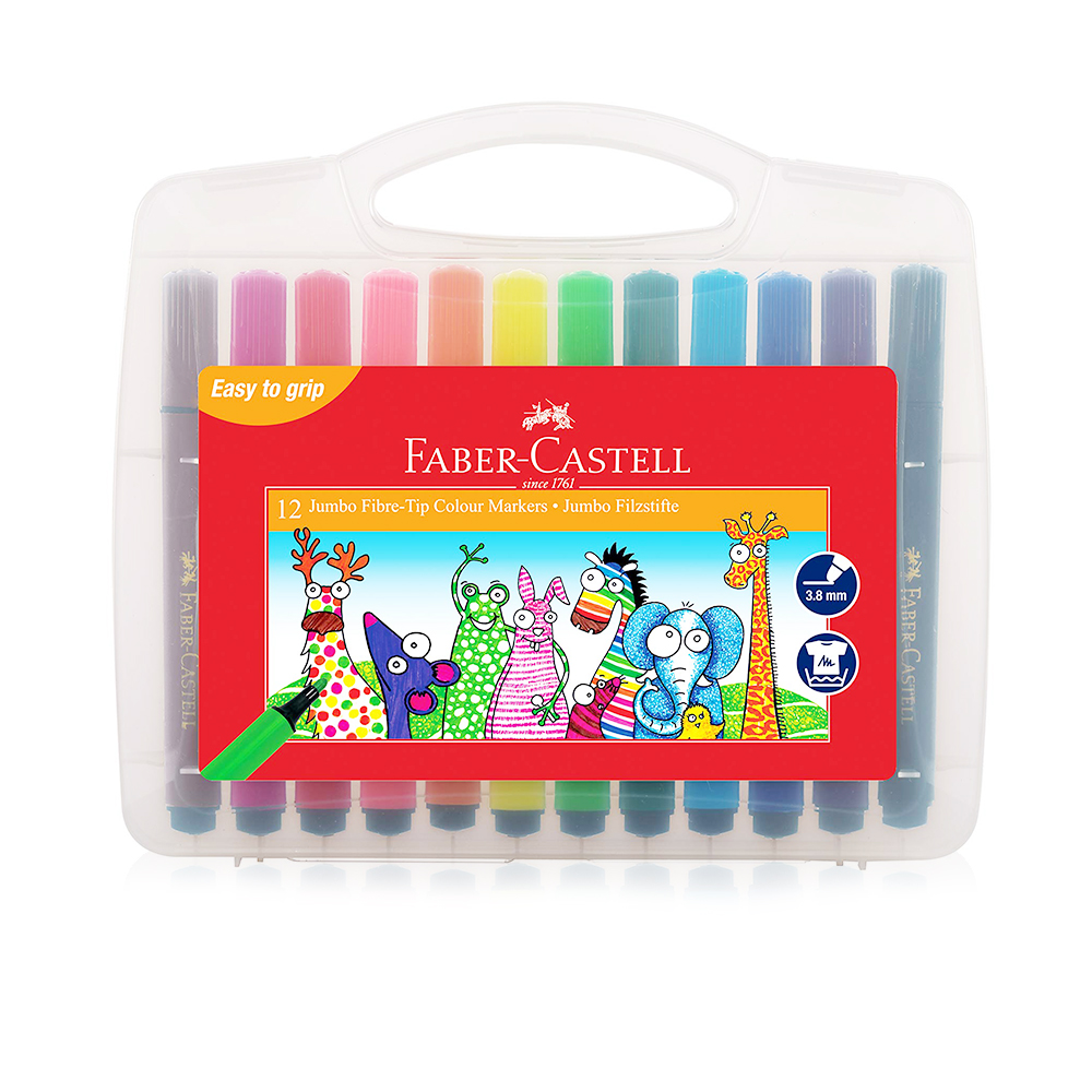 Jumbo Fiber Tip Markers - 12 Colour