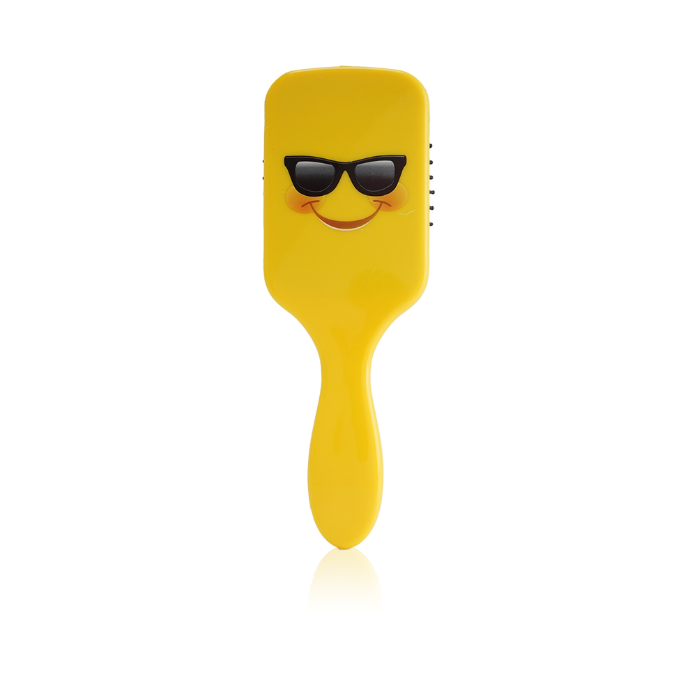 Fun Hair Brush Yellow Print - Glasses Face